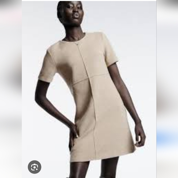 Zara Dresses & Skirts - Zara Elegant Beige Short Sleeve Dress Size S